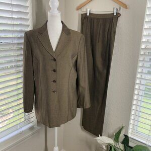 VINTAGE KASPER ASL Pant Suit Jacket Size 10 Brown Career Blazer *ALTERED PANTS